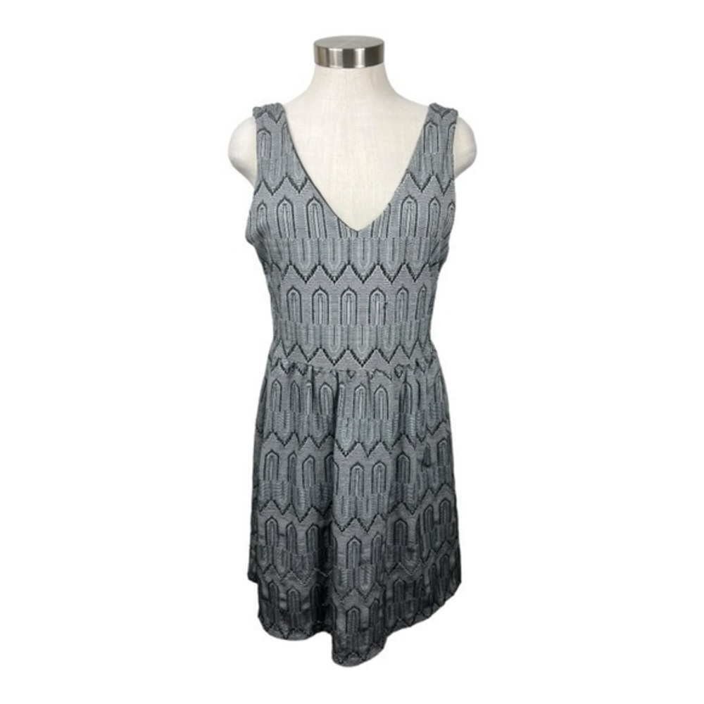 Lucky Brand Black & Grey Art Deco Print‎ Sleeveless Dress Size Large